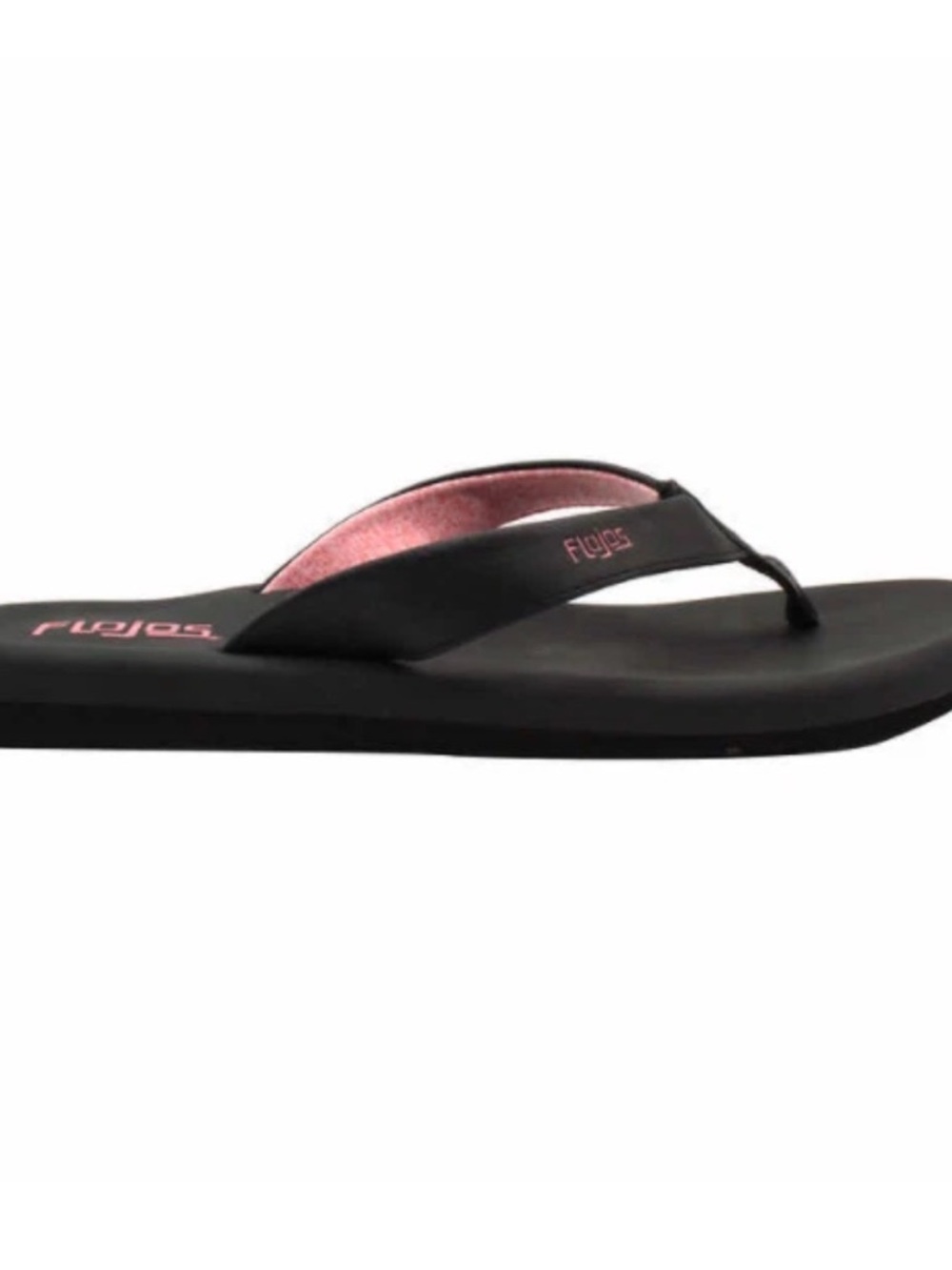 Flojos Black Flip Flop Sandals with Pink Interior Accent - Picture 4 of 5